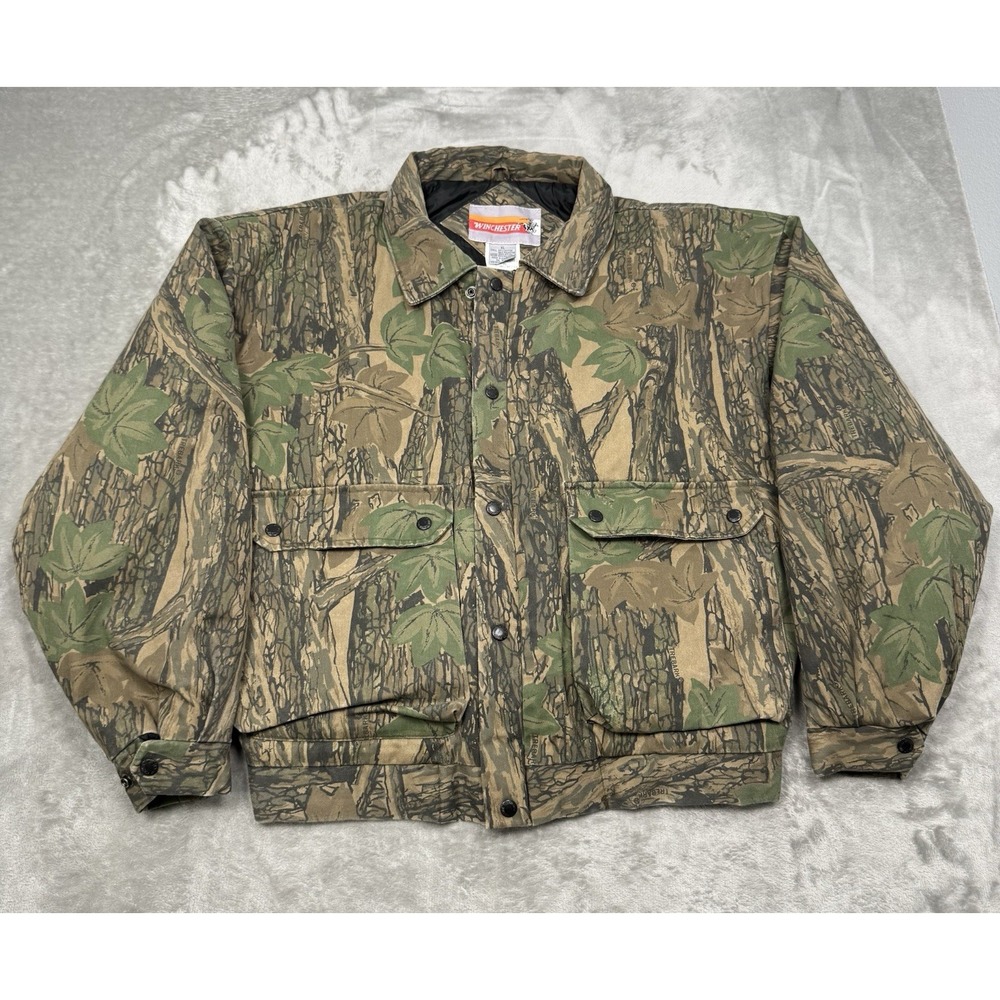 Vintage Winchester Jacket Mens XL Trebark Camo Insulated Hunting Coat 90s Y2K